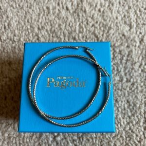 Piercing pagoda sterling silver hoops